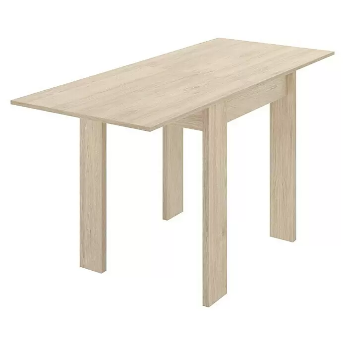 Dekit Mesa auxiliar Bok - L x An x Al: 67 x 67 x 79 cm, Natural, Extensible - Mesa rectangular con acabado de madera clara y cuatro patas.