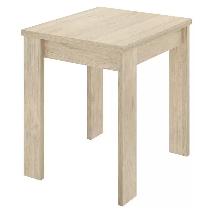 Dekit Mesa auxiliar Bok - L x An x Al: 67 x 67 x 79 cm, Natural, Extensible - Mesa cuadrada de madera clara con veta de madera visible.