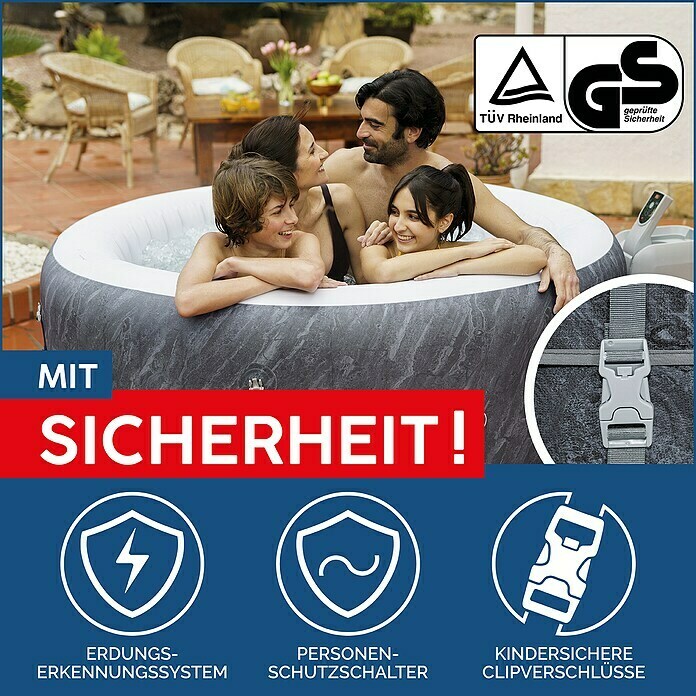 Bestway Lay-Z-Spa Mobil-Whirlpool Boracay Air Jet (Ø x H: 180 x 66 cm, Schwarz, 669 l) | BAUHAUS