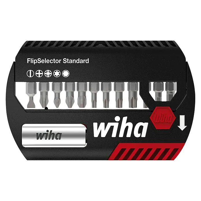 Wiha Bit-Set FlipSelector Standard 25 mm - 13 -tlg. - Wiha FlipSelector Standard Bit-Set, ein vielseitiges Werkzeugset für verschiedene Schraubanwendungen, kompakt und benutzerfreundlich.