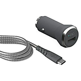 Metronic Cargador de encendedor de automóvil USB (2,4 A, Negro, Hembrilla USB A, Clavija USB C)