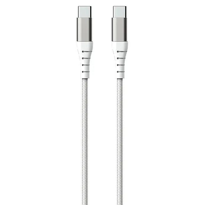 Metronic Cable USB - 1,2 m, USB-C, Blanco - Dos cables USB-C en plata y blanco, ideales para cargar y sincronizar tus dispositivos. El cable es duradero y resistente.