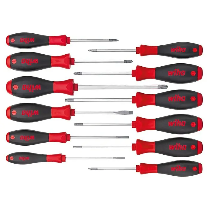 Wiha Schraubendreher-Set SoftFinish® - 12 -tlg., Geeignet für: Schlitz und Kreuzschlitz PH/PZ - Wiha Schraubendreher-Set: Hochwertige Werkzeuge für präzises Schrauben. Ergonomische Griffe und langlebige Klingen für Profis und Heimwerker.