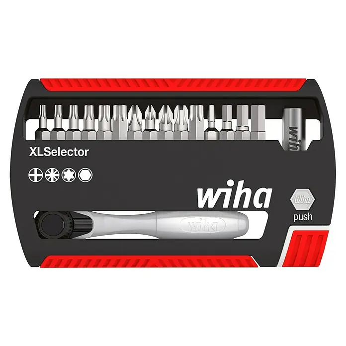 Wiha Bit-Set XLSelector Standard 25 mm - 17 -tlg. - Wiha XLSelector Bit-Set mit einer Auswahl an Bits und einem praktischen Ratschenschraubendreher für vielseitige Anwendungen.