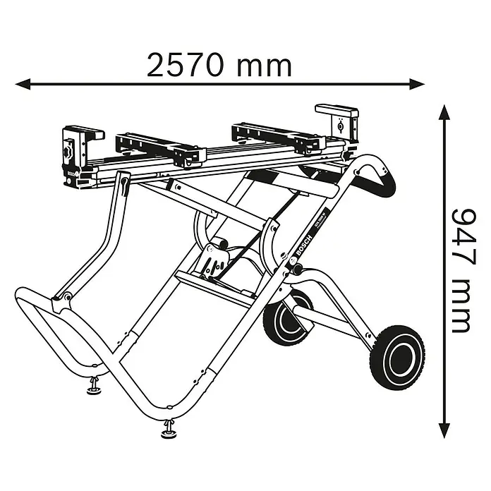 Bosch Professional Sägetisch GTA 2500 W - Belastbarkeit: 180 kg - Abbildung eines Bosch GTA 2600 W Werkbank.