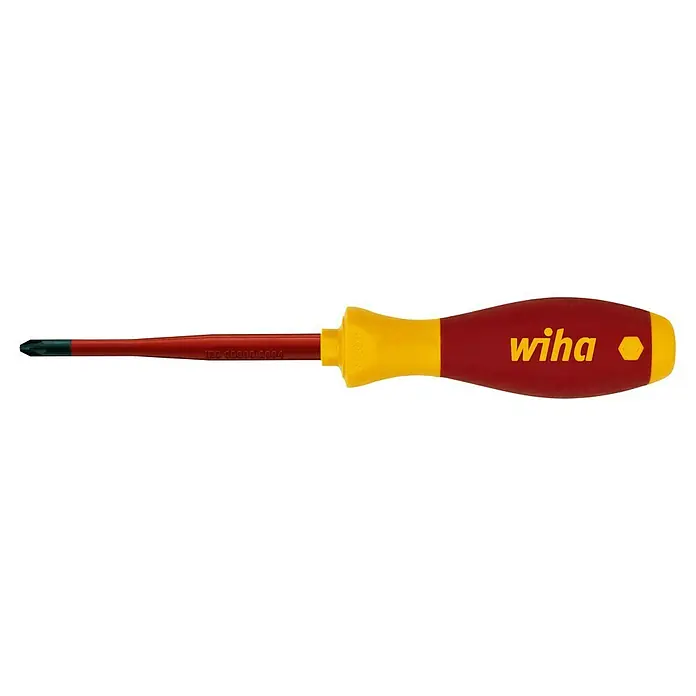 Wiha Elektriker-Schraubendreher SlimFix VDE - PZ 2, Klingenlänge: 100 mm - Ein isolierter Wiha Kreuzschlitzschraubendreher, ideal für sicheres Arbeiten an elektrischen Anlagen. Ergonomischer Griff für Komfort und Kontrolle.