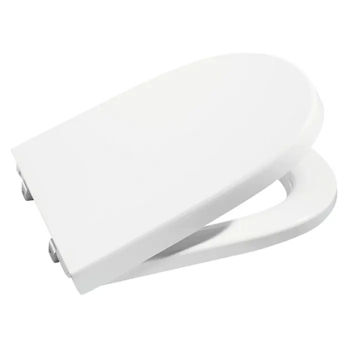 Roca Meridian-N Tapa de WC Softclose Compact - Termoplástico, Blanco, Con caída amortiguada - Asiento de inodoro de plástico blanco con fijaciones cromadas para una fácil instalación y una larga durabilidad.