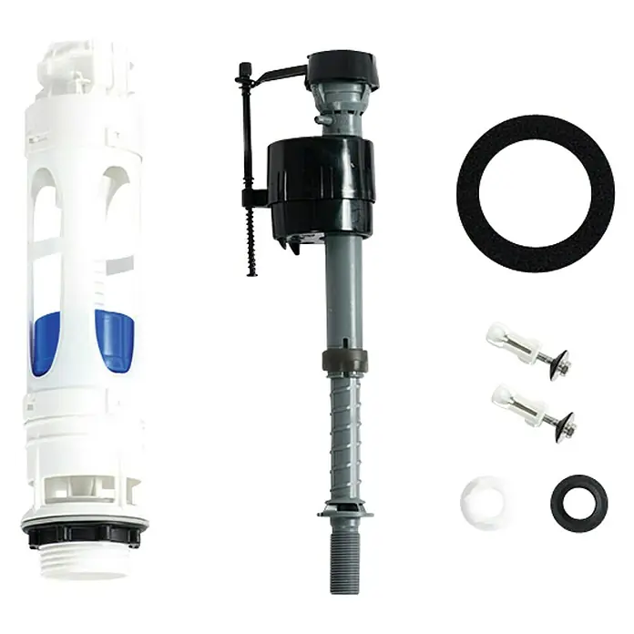 Roca Eos Pack de WC - Con borde de descarga, Salida dual, Blanco - Kit de reparación de inodoro con válvula de descarga, válvula de llenado, sellos y herrajes para una reparación de descarga suave.