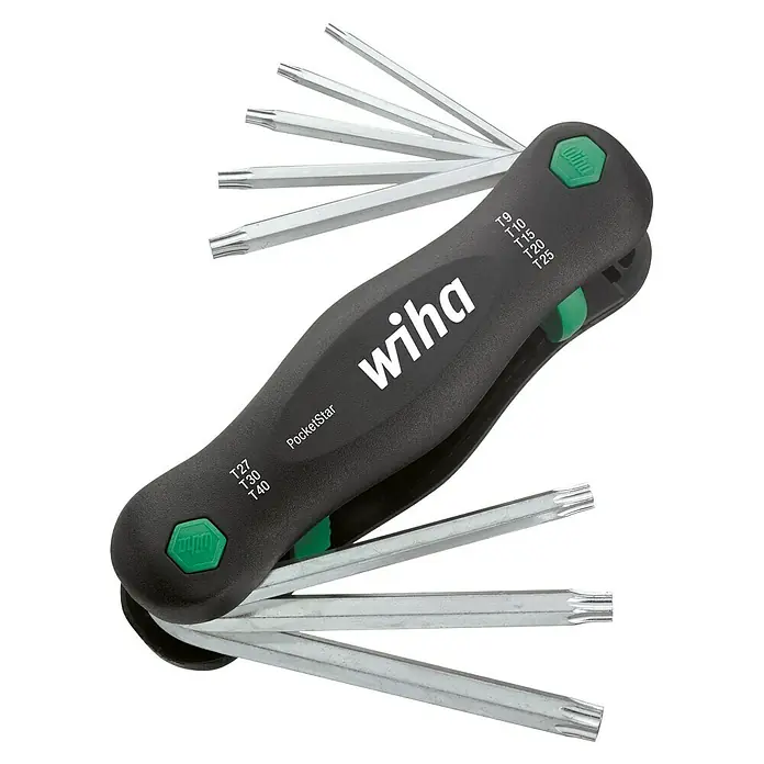 Wiha Stiftschlüsselsatz PocketStar® - 8 -tlg. - Wiha PocketStar Innensechsrund-Stiftschlüsselsatz mit Größen von T9 bis T40 für vielfältige Schraubanwendungen.