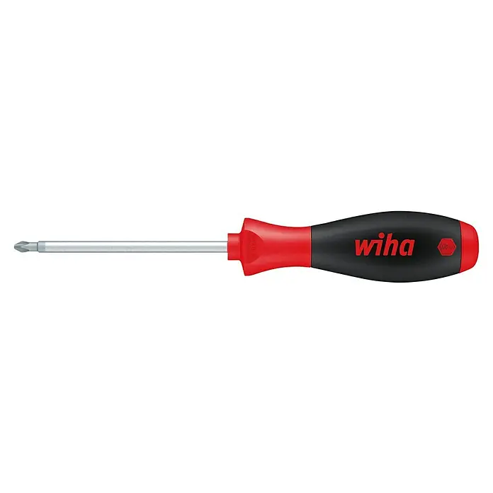 Wiha Schraubendreher SoftFinish® - PH 2, Klingenlänge: 100 mm - Ein Wiha Schraubendreher Torx mit ergonomischem Griff in Schwarz und Rot für präzise Schraubarbeiten.