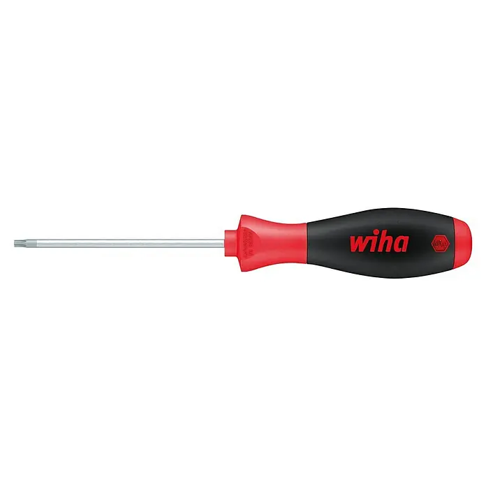Wiha Schraubendreher SoftFinish® - TX 10, Klingenlänge: 80 mm - Abgebildeter Wiha Torx Schraubendreher mit rotem und schwarzem Griff für präzises Schrauben. Hochwertiges Werkzeug für Profis und Heimwerker.