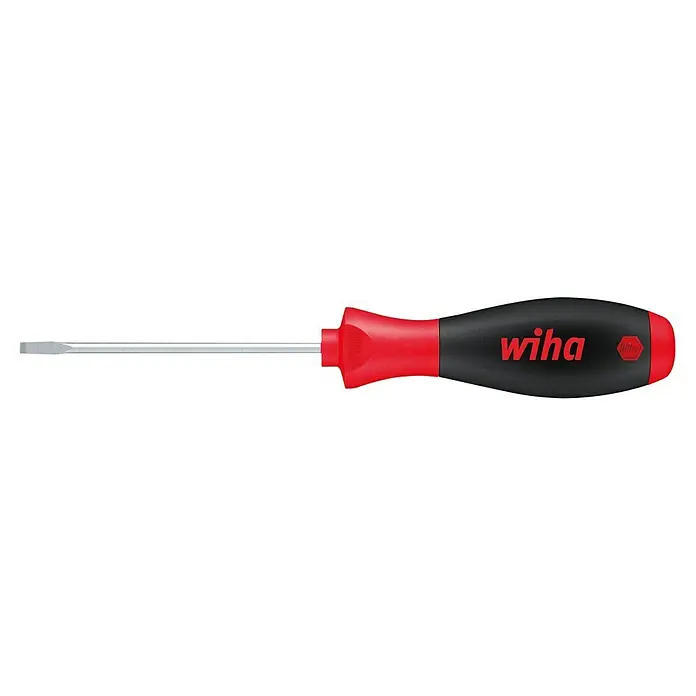 Wiha Schraubendreher SoftFinish® - SL 4,5 mm, Klingenlänge: 125 mm - Wiha Schlitz-Schraubendreher mit ergonomischem Griff in Rot und Schwarz für optimalen Halt und präzises Arbeiten.