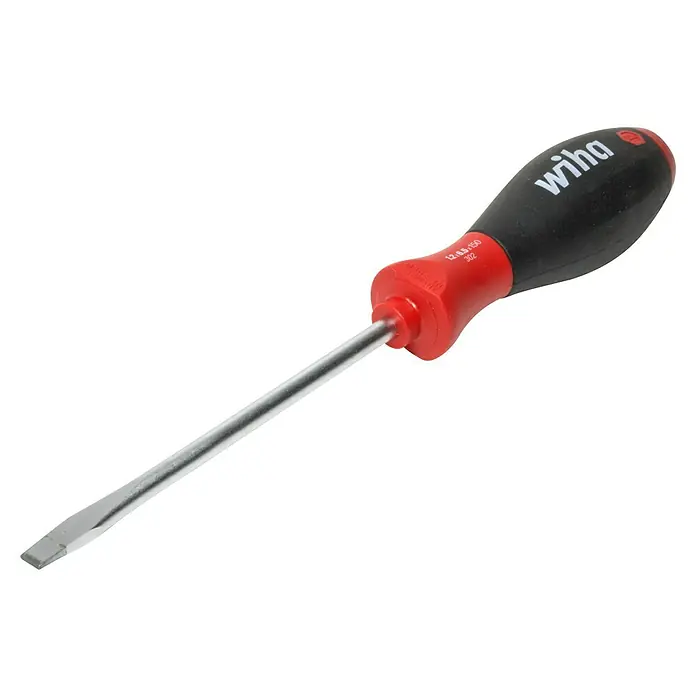 Wiha Schraubendreher SoftFinish® - SL 5,5 mm - Wiha Schlitz-Schraubendreher mit rotem Griff und silberner Klinge.