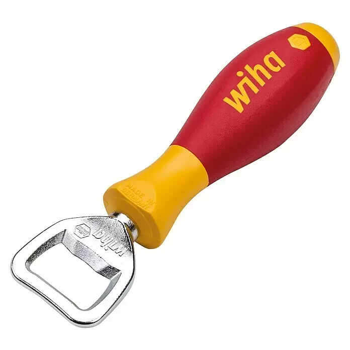 Wiha Flaschenöffner SoftFinish® - 15,5 cm - Wiha Flaschenöffner mit ergonomischem rot-gelbem Griff und silbernem Öffner.