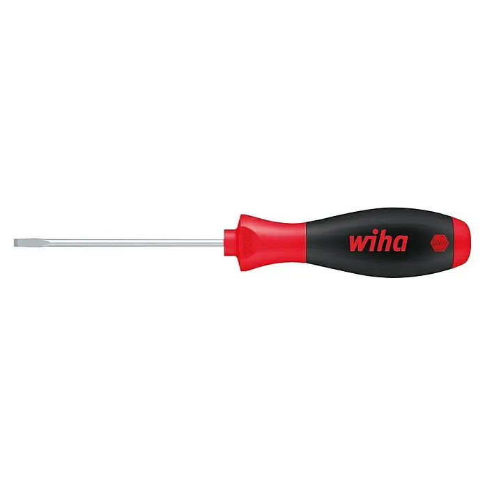 Wiha Schraubendreher SoftFinish® - SL 5,5 mm - Ein Wiha Schlitz-Schraubendreher mit rot-schwarzem Griff, ideal für präzise Schraubarbeiten. Hochwertiges Werkzeug für Profis und Heimwerker.