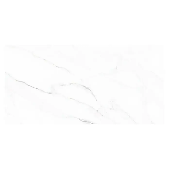 Wandfliese Solo Calacatta - 30 x 60 cm, Weiß, Glänzend - Elegante Marmorplatte in Weiß mit feinen grauen Adern, ideal für stilvolle Oberflächen und Dekorationen.