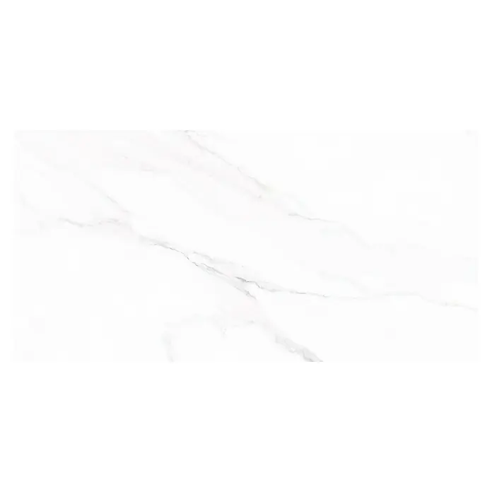 Wandfliese Solo Calacatta - 30 x 60 cm, Weiß, Glänzend - Elegante Marmorfliese in Weiß mit subtilen grauen Adern, ideal für moderne Innenräume und verleiht jedem Raum eine luxuriöse Note.