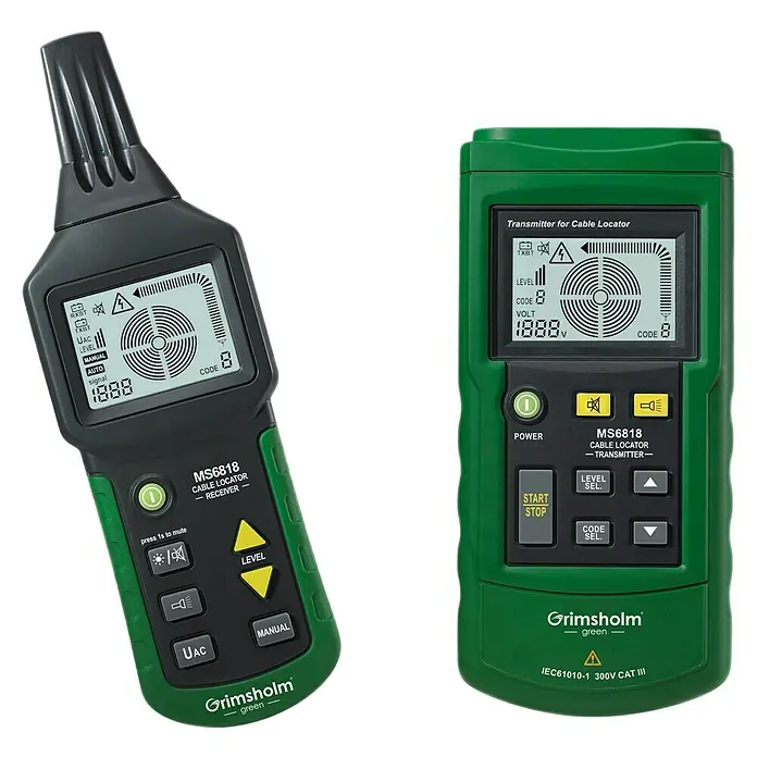 Grimsholm Green Kabel-Tracker für Mähroboter MS6818 - Alle Mähroboter - Das Grimsholm MS6818 Kabelsuchgerät im Set, bestehend aus Sender und Empfänger, für präzise Kabelfehlerortung und Leitungsverfolgung.