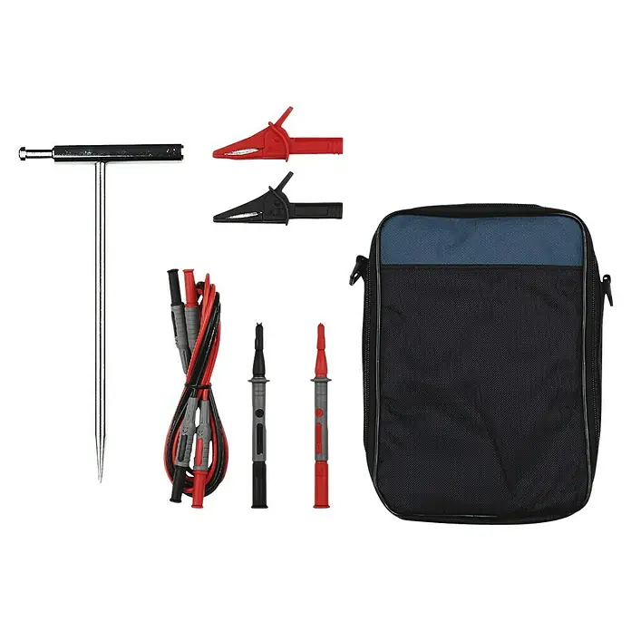Grimsholm Green Kabel-Tracker für Mähroboter MS6818 - Alle Mähroboter - Ein Sortiment an Messleitungen, Klemmen und einer Tasche für ein Multimeter, ideal für elektronische Messungen und Geräteprüfungen.
