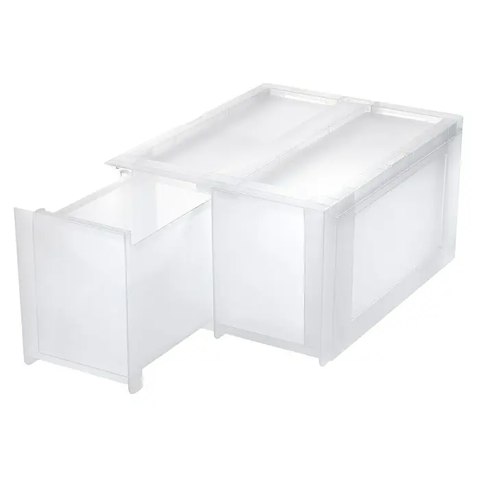 Schubladenbox Modular - L x B x H: 38 x 14,5 x 20,5 cm, Transparent, Anzahl Schubladen: 2 Stk. - Klare Aufbewahrungsbox aus Kunststoff mit Schublade zur praktischen Organisation von Schuhen, Kleidung oder anderen Gegenständen im Haushalt.