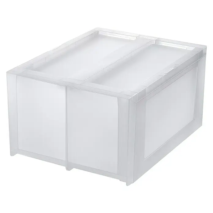 Schubladenbox Modular - L x B x H: 38 x 14,5 x 20,5 cm, Transparent, Anzahl Schubladen: 2 Stk. - Das Bild zeigt eine durchsichtige Aufbewahrungsbox mit Deckel, ideal für die Organisation verschiedener Gegenstände.