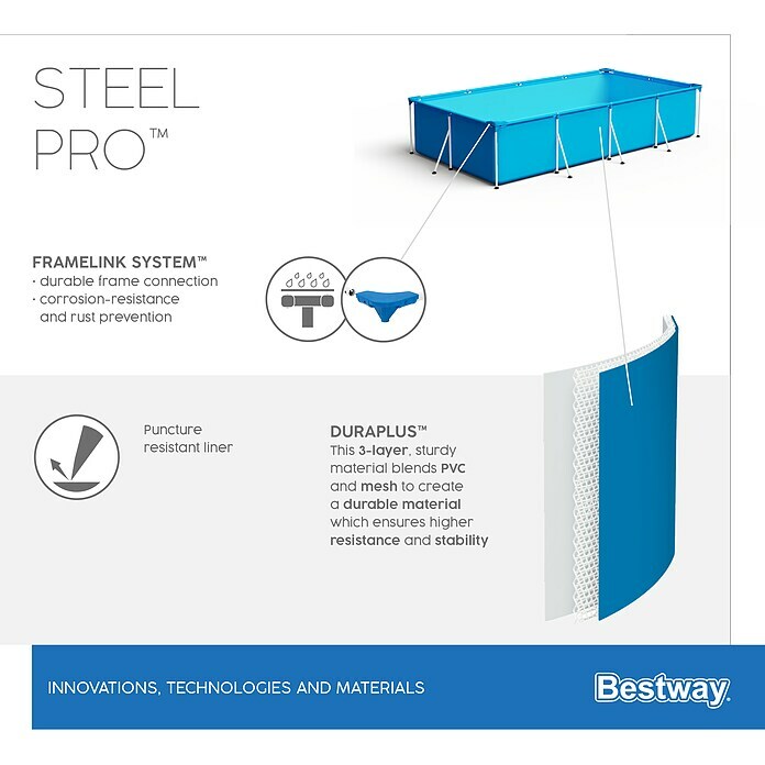 Bestway Opzetzwembad Steel Pro Set 400 (l x b x h: 400 x 211 x 81 cm, Blauw, 5.700 l) | BAUHAUS