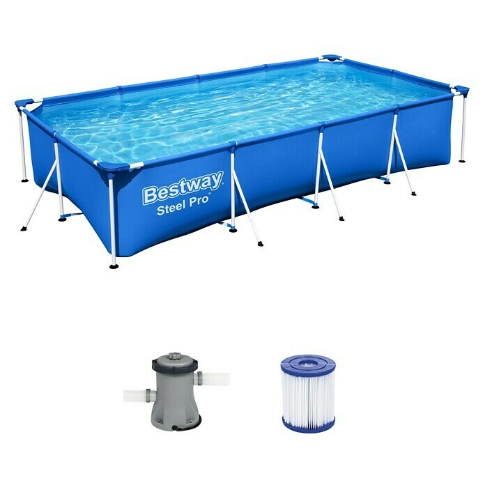 Bestway Opzetzwembad Steel Pro Set 400 (l x b x h: 400 x 211 x 81 cm, Blauw, 5.700 l) | BAUHAUS