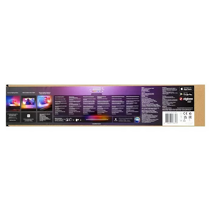 Philips Hue LED-Lichtleiste Gradient Light Tube - Weiß, Länge: 137,7 cm - Philips Hue Play Gradient Light Tube Produktverpackung mit Produktbildern, Funktionen und technischen Daten.