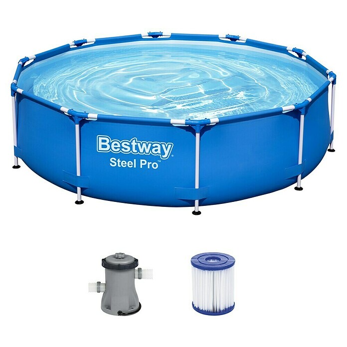 Bestway Opzetzwembad Steel Pro Set 305 (Ø x h: 305 x 76 cm, Blauw, 4.678 l) | BAUHAUS