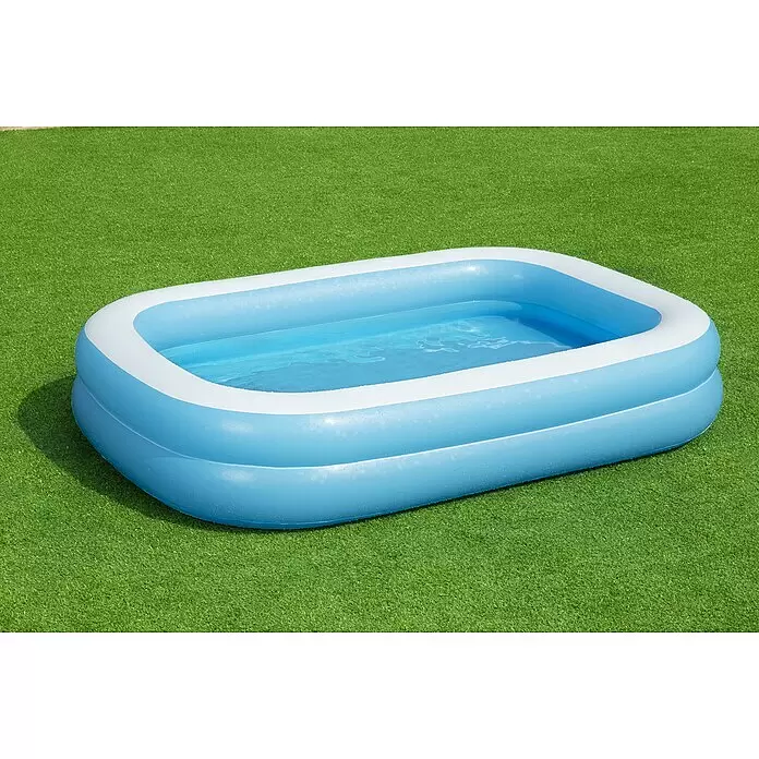 Bestway Family Pool - 262 x 175 x 51 cm, 778 l, Blau/Weiß - Blau-weißer aufblasbarer Swimmingpool mit Wasser gefüllt.