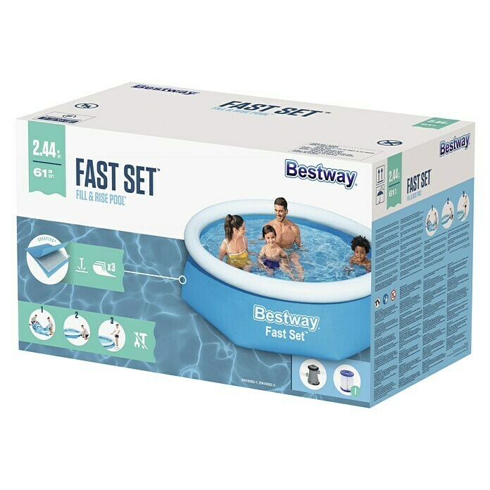 Bestway Opblaasbaar zwembad Fast (Ø x h: 244 x 61 cm, Blauw, 1.880 l) | BAUHAUS