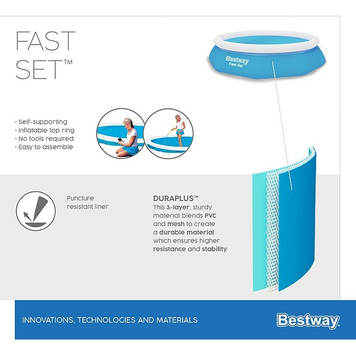 Bestway Opblaasbaar zwembad Fast (Ø x h: 244 x 61 cm, Blauw, 1.880 l) | BAUHAUS