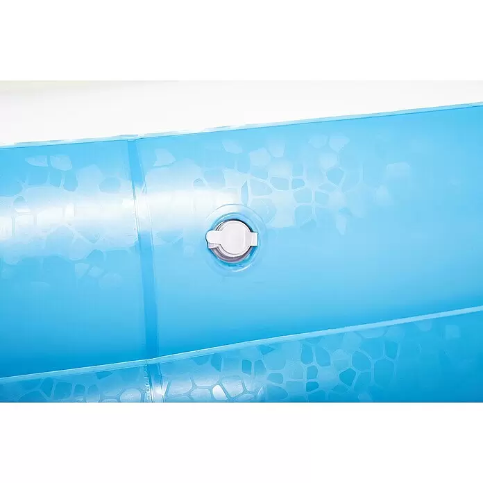 Bestway Family Pool - 262 x 175 x 51 cm, 778 l, Blau/Weiß - Nahaufnahme eines blauen aufblasbaren Produkts mit strukturiertem Muster und weißem Luftventil.