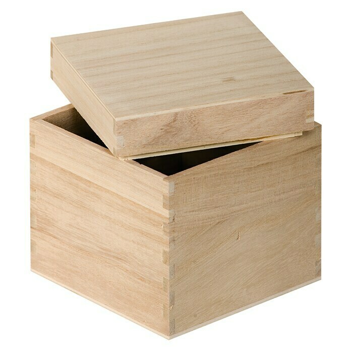 Artemio Caja de madera (12 x 12 x 12 cm, Natural/marrón claro)