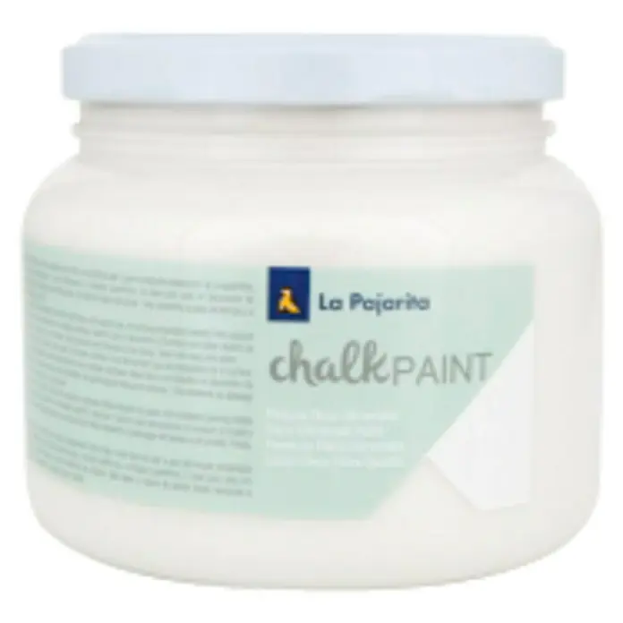 La Pajarita Pintura de tiza Chalk Paint - Jazmín, 500 ml, Mate - Pintura de tiza blanca La Pajarita en un recipiente de plástico con tapa blanca, ideal para muebles y decoración.