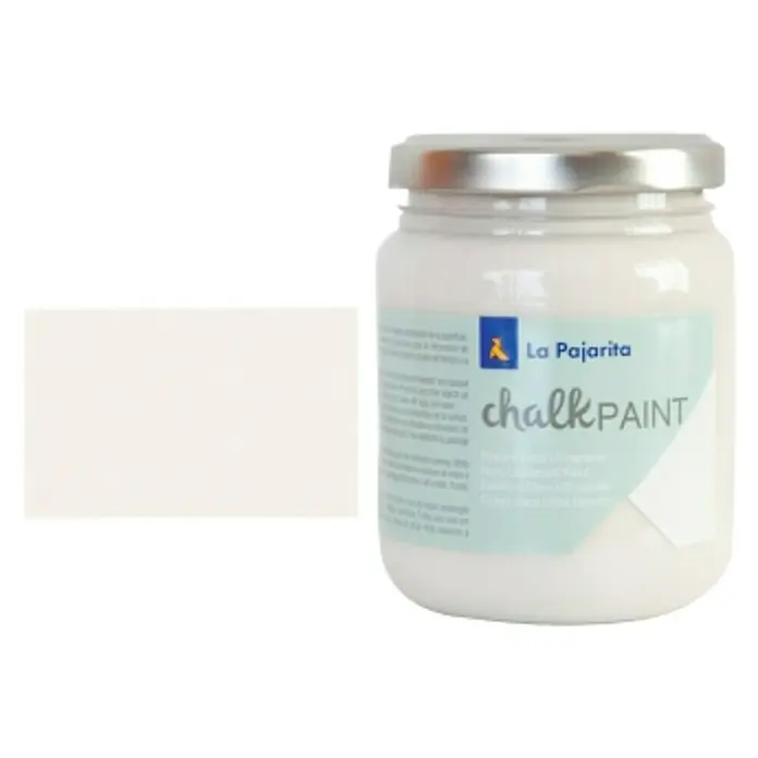 La Pajarita Pintura de tiza Chalk Paint - Jazmín, 175 ml, Mate - Primer plano de la pintura Chalk Paint de La Pajarita, ideal para muebles y decoración. El color es blanco y da un acabado mate.