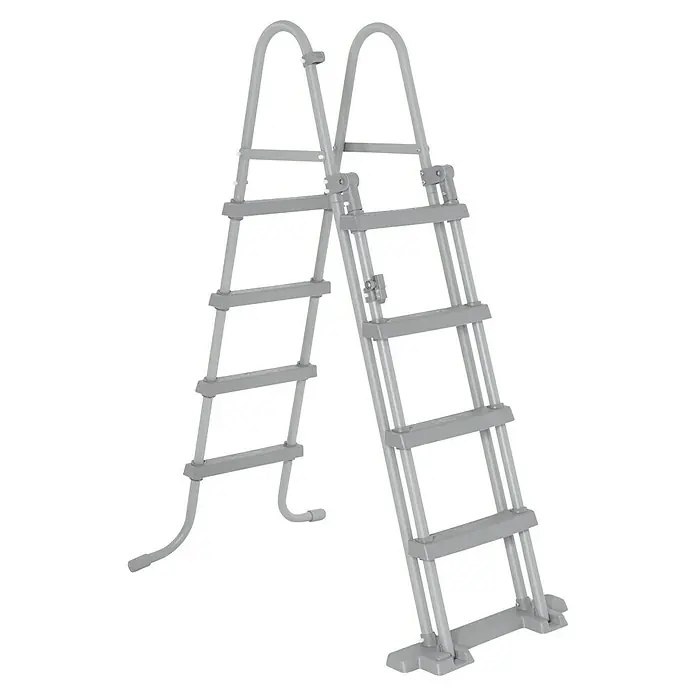 Bestway Flowclear Poolleiter - Passend für: Pools bis 122 cm Höhe, Stahl - Die graue Poolleiter bietet einen sicheren Ein- und Ausstieg mit stabilen Stufen und robustem Design für langlebige Nutzung.
