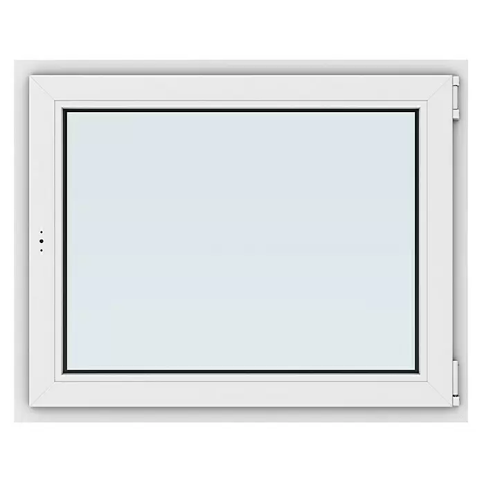 Solid Elements Kunststofffenster Basic - 100 x 80 cm, Verglasung: 3-fach, DIN Anschlag: Rechts, Außen: Anthrazit Sandstruktur, Innen: Weiß - Weißes PVC-Rechteckfenster mit Klarglas, Scharnieren rechts und Griffmechanismus links.