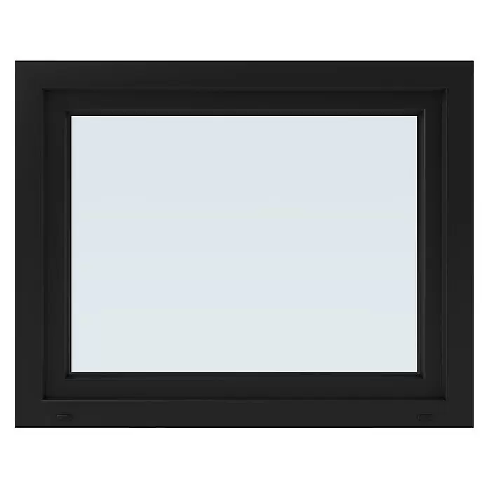 Solid Elements Kunststofffenster Basic - 100 x 80 cm, Verglasung: 3-fach, DIN Anschlag: Links, Außen: Anthrazit Sandstruktur, Innen: Weiß - Rechteckiges Fenster mit elegantem schwarzem Rahmen und klarer Glasscheibe.