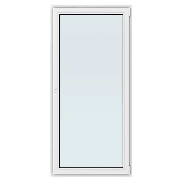 Solid Elements Balkontür New Basic - 100 x 210 cm, Verglasung: 2-fach, DIN Anschlag: Rechts, Weiß - Ein weißes Kunststofffenster mit klarem Glas. Ideal für modernes Wohndesign und energieeffiziente Gebäude.