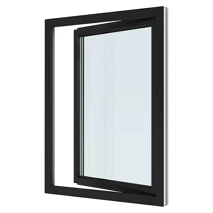 Solid Elements Kunststofffenster Basic - 105 x 135 cm, Verglasung: 2-fach, DIN Anschlag: Links, Außen: Anthrazit Sandstruktur, Innen: Weiß - Diagonale Ansicht