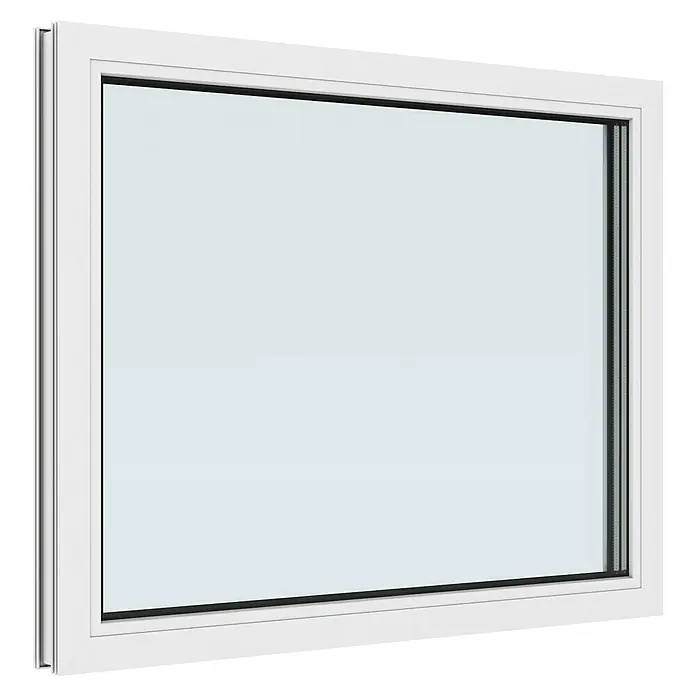 Solid Elements Kunststofffenster New Basic Festverglasung - 100 x 80 cm, Verglasung: 3-fach, Weiß - Abbildung eines horizontalen weißen Fensters mit klarem Glas, ideal für moderne Wohnräume und energieeffizientes Design.