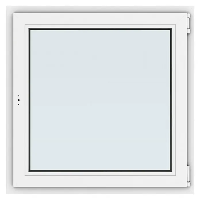 Solid Elements Kunststofffenster New Basic - 90 x 90 cm, Verglasung: 3-fach, DIN Anschlag: Rechts, Weiß - Quadratisches Fenster mit schmalem, weißem Rahmen und klarem Glas, ideal für moderne Architektur.