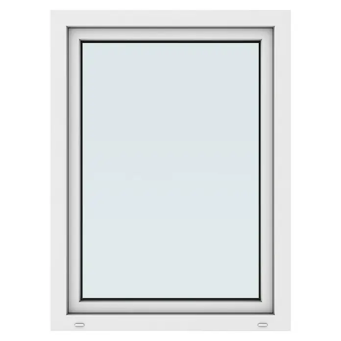 Solid Elements Kunststofffenster New Basic - 90 x 120 cm, Verglasung: 3-fach, DIN Anschlag: Links, Weiß - Fenster mit schlichtem, weißem Rahmen und klarer Glasscheibe, ideal für helle und moderne Innenräume.