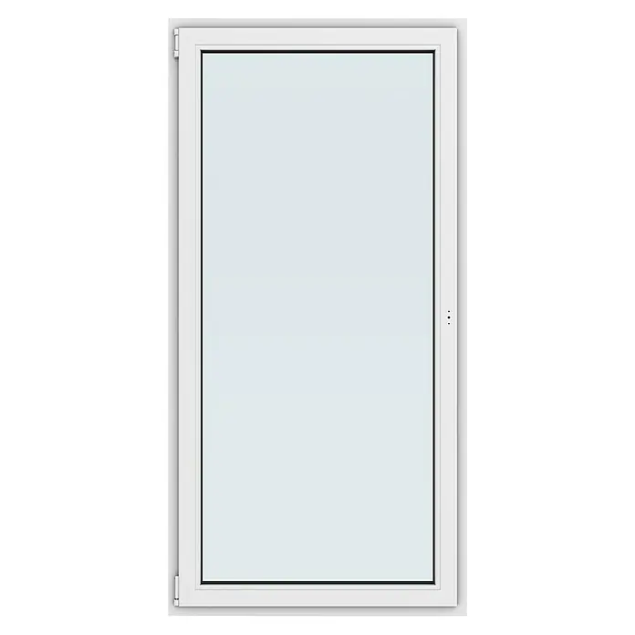 Solid Elements Balkontür New Basic - 100 x 200 cm, Verglasung: 3-fach, DIN Anschlag: Links, Weiß - Bild eines weißen Fensters mit rechteckigem Rahmen und klarem Glas, das sich für verschiedene Räume eignet.