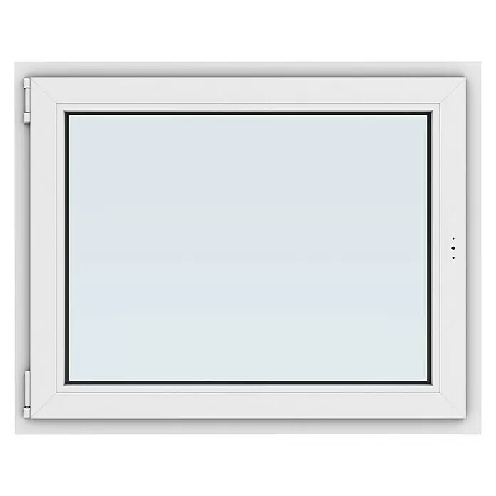 Solid Elements Kunststofffenster Basic - 100 x 80 cm, Verglasung: 3-fach, DIN Anschlag: Links, Außen: Anthrazit Sandstruktur, Innen: Weiß - Rechteckiges weißes Fenster mit sauberem Rahmen und klarer Glasscheibe.
