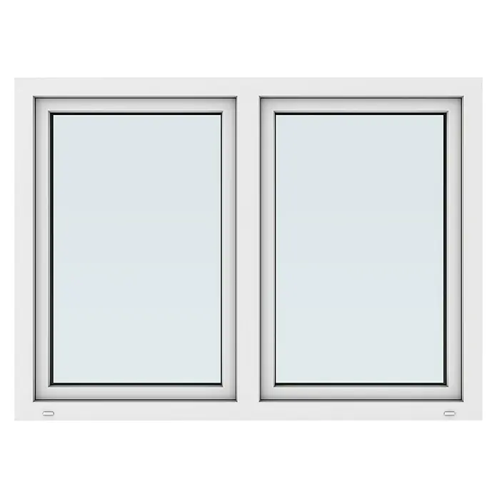 Solid Elements Kunststofffenster New Basic - 120 x 110 cm, Verglasung: 3-fach, Dreh Links/Dreh-Kipp Rechts, Weiß - Fenster: Weißes, doppelt verglastes Fenster mit klaren Linien und schlichtem Design, ideal für moderne Wohnräume und bietet optimale Lichtverhältnisse.