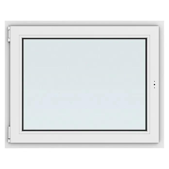 Solid Elements Kunststofffenster New Basic - 100 x 80 cm, Verglasung: 2-fach, DIN Anschlag: Links, Weiß - Weiße rechteckige Fensterscheibe mit umlaufendem Rahmen, die ein minimalistisches Design und klare Linien betont.