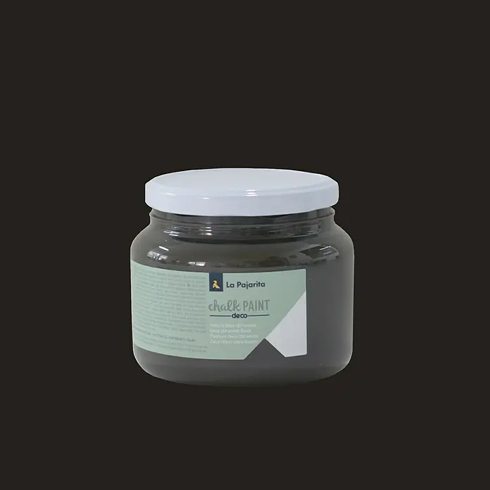 La Pajarita Pintura de tiza Chalk Paint - Casi negro, 500 ml, Mate - Un bote de La Pajarita Chalk Paint Deco. Pintura de tiza para decoraciones con un acabado ultra mate. Ideal para proyectos DIY y renovación de muebles.