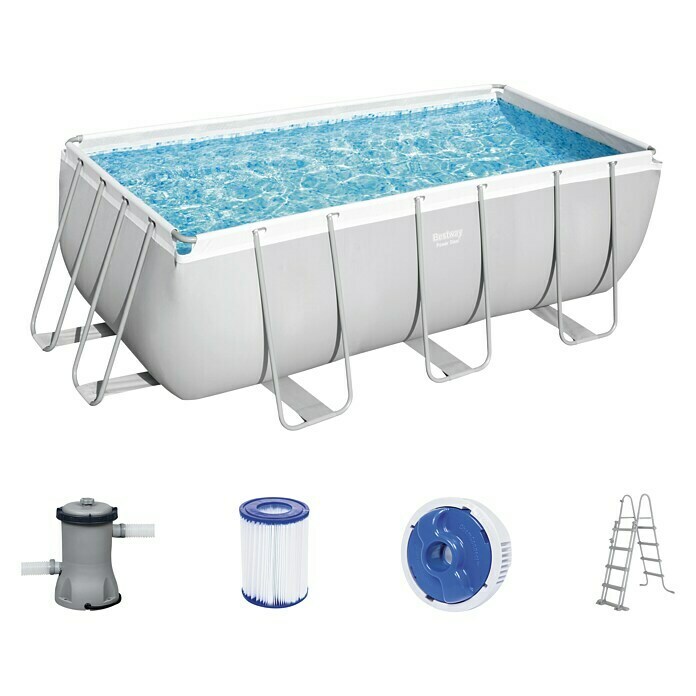 Bestway Opzetzwembad Steel Pro Max Set 412 (l x b x h: 412 x 201 x 122 cm, Grijs, 8.124 l) | BAUHAUS
